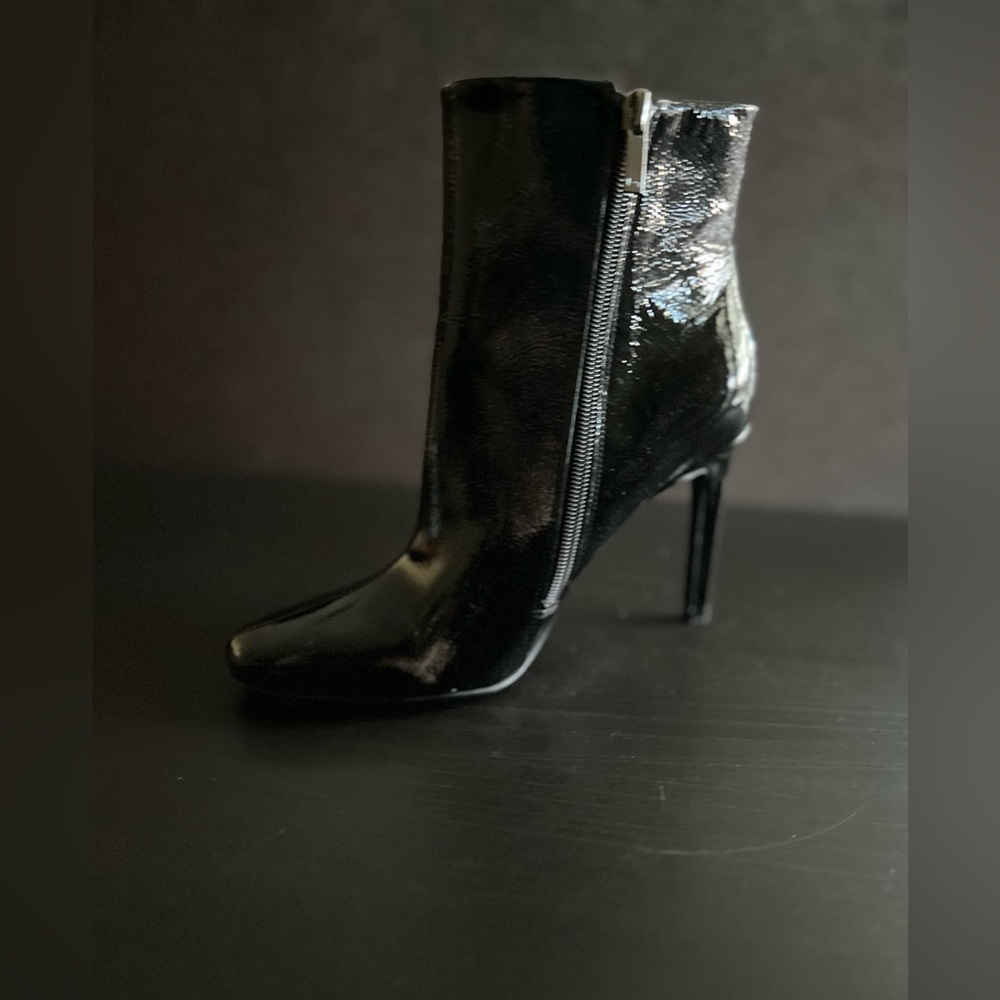 Women's Black Patent Leather Ankle Boot - Sleek Stiletto Heel